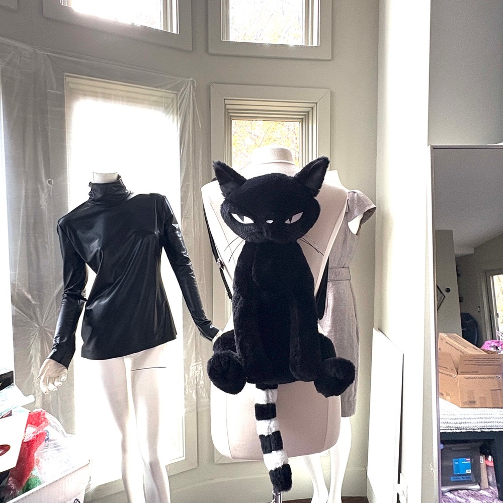 Emily the Strange Dollskill Black Plush Cat Backpack Purse Handbag - Picture 7 of 7